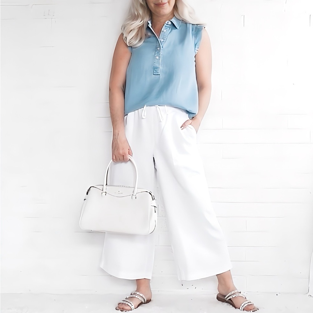 NWT Loft Chambray Ruffle Sleeveless Top - SP